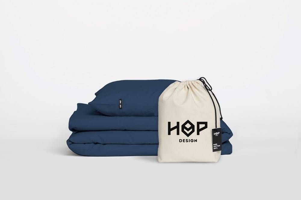 Pościel bawełniana 160x200 Pure granat przygaszony jednobarwna Hop Design 2 Pościel bawełniana 160x200 Pure granat przygaszony jednobarwna Hop Design - obrazek 2