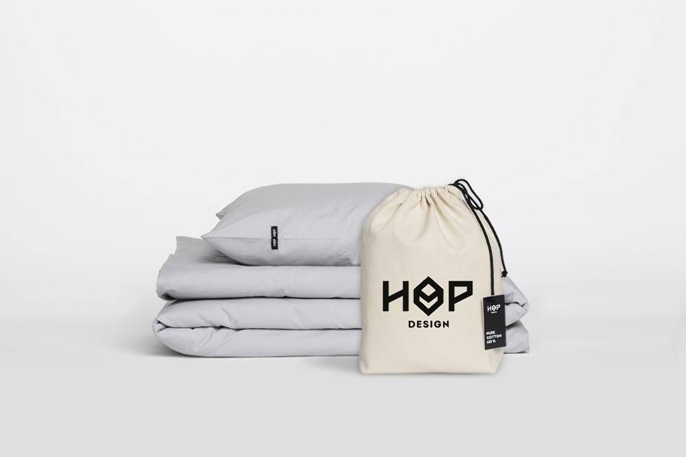 Pościel Pure 200x220 jasny szary Hop Design 2 Pościel Pure 200x220 jasny szary Hop Design - obrazek 2