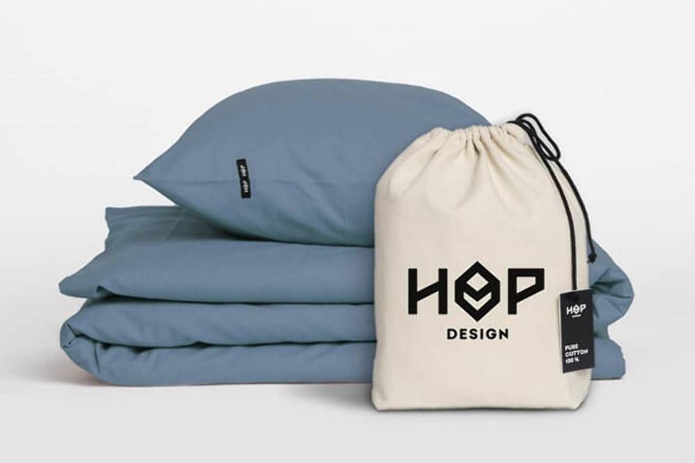 Pościel bawełniana 140x200 Pure szaroniebieski jednobarwna Hop Design 1 Pościel bawełniana 140x200 Pure szaroniebieski jednobarwna Hop Design