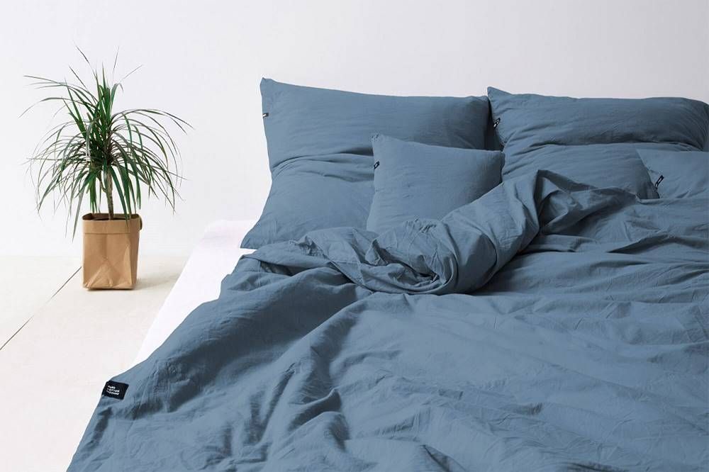 Pościel bawełniana 140x200 Pure szaroniebieski jednobarwna Hop Design 2 Pościel bawełniana 140x200 Pure szaroniebieski jednobarwna Hop Design - obrazek 2
