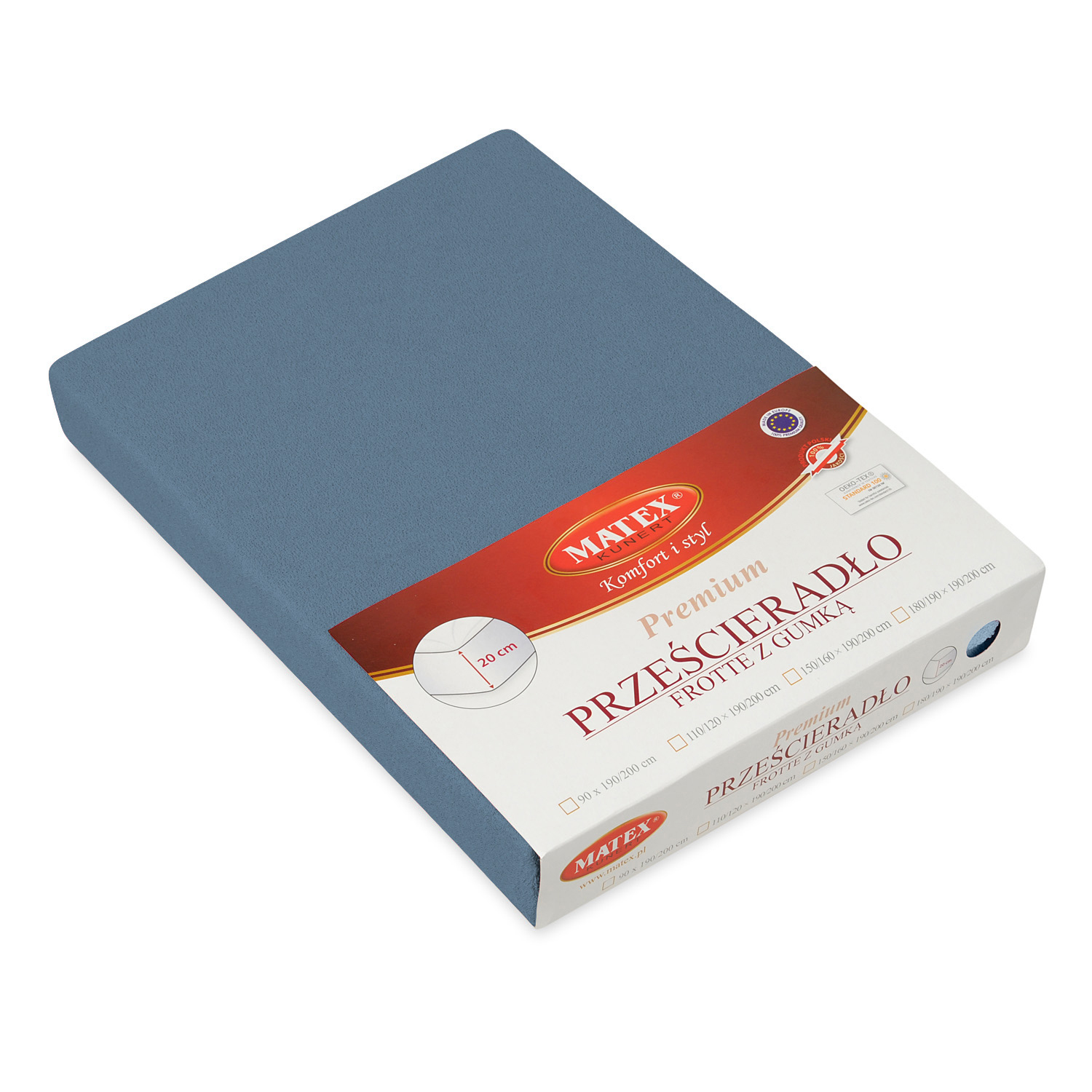 Prześcieradło frotte z gumą 150/160x190/200 Premium niebieski 25 Matex 3 Prześcieradło frotte z gumą 150/160x190/200 Premium niebieski 25 Matex - obrazek 3