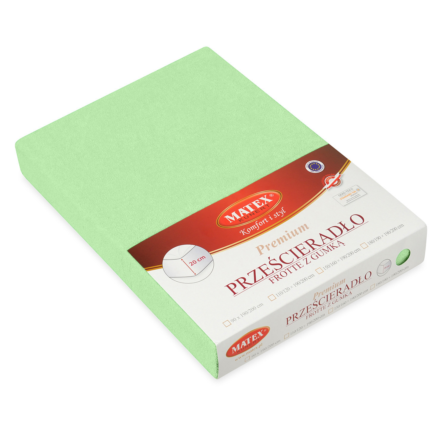 Prześcieradło frotte z gumą 150/160x190/200 Premium 52 seledynowe Matex 3 Prześcieradło frotte z gumą 150/160x190/200 Premium 52 seledynowe Matex - obrazek 3