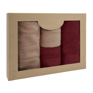Ręcznik Bawełna 100% Solano beż + bordo komplet 4 szt. Darymex