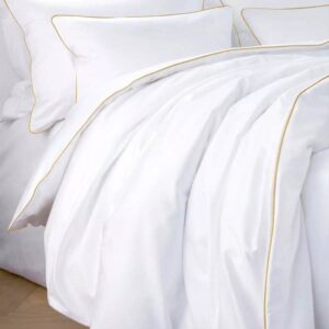 Pościel satyna bawełniana 160x200 biała złota lamówka San Antonio Maro Home T-S