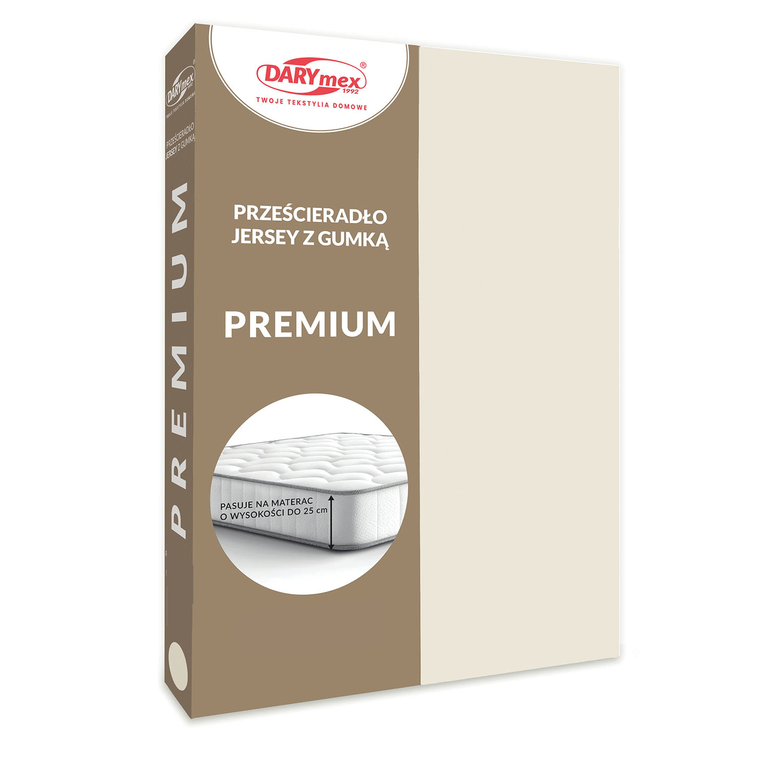 Prześcieradło jersey z gumką 210/220x200 ecru 022 PREMIUM Darymex 2 Prześcieradło jersey z gumką 210/220x200 ecru 022 PREMIUM Darymex - obrazek 2