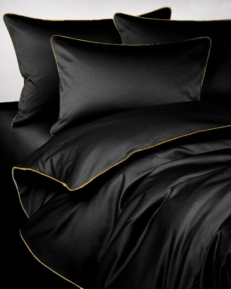Pościel satyna bawełniana 140x200 czarna San Antonio ze złotą lamówką Maro Home T-S 1 Pościel satyna bawełniana 140x200 czarna San Antonio ze złotą lamówką Maro Home T-S
