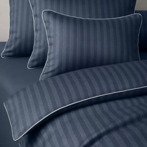 Pościel adamaszek 220x200 San Antonio marengo blue z białą lamówką Maro Home