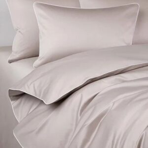 Pościel satyna bawełniana 180x200 San Antonio beż z białą lamówką Maro Home T-S