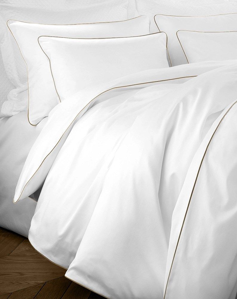 Pościel satyna bawełniana 140x200 biała San Antonio z beżową lamówką Maro Home T-S 1 Pościel satyna bawełniana 140x200 biała San Antonio z beżową lamówką Maro Home T-S