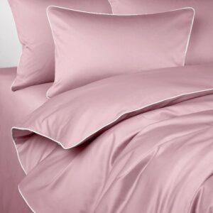 Pościel satyna bawełniana 160x200 San Antonio różowa z białą lamówką Maro Home T-S