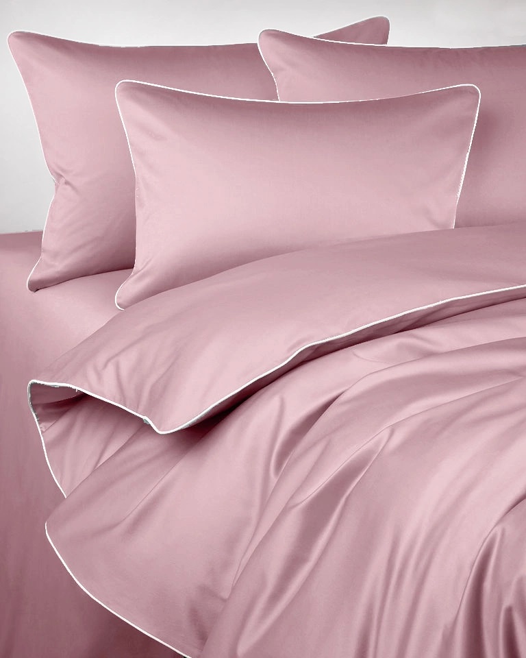 Pościel satyna bawełniana 140x200 San Antonio różowa z białą lamówką Maro Home T-S 1 Pościel satyna bawełniana 140x200 San Antonio różowa z białą lamówką Maro Home T-S