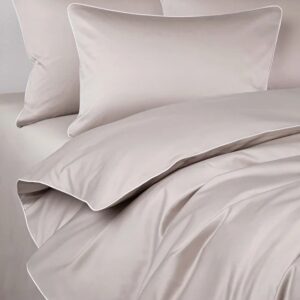 Pościel satynowa 200x200 latte beż z białą lamówką San Antonio Maro Home