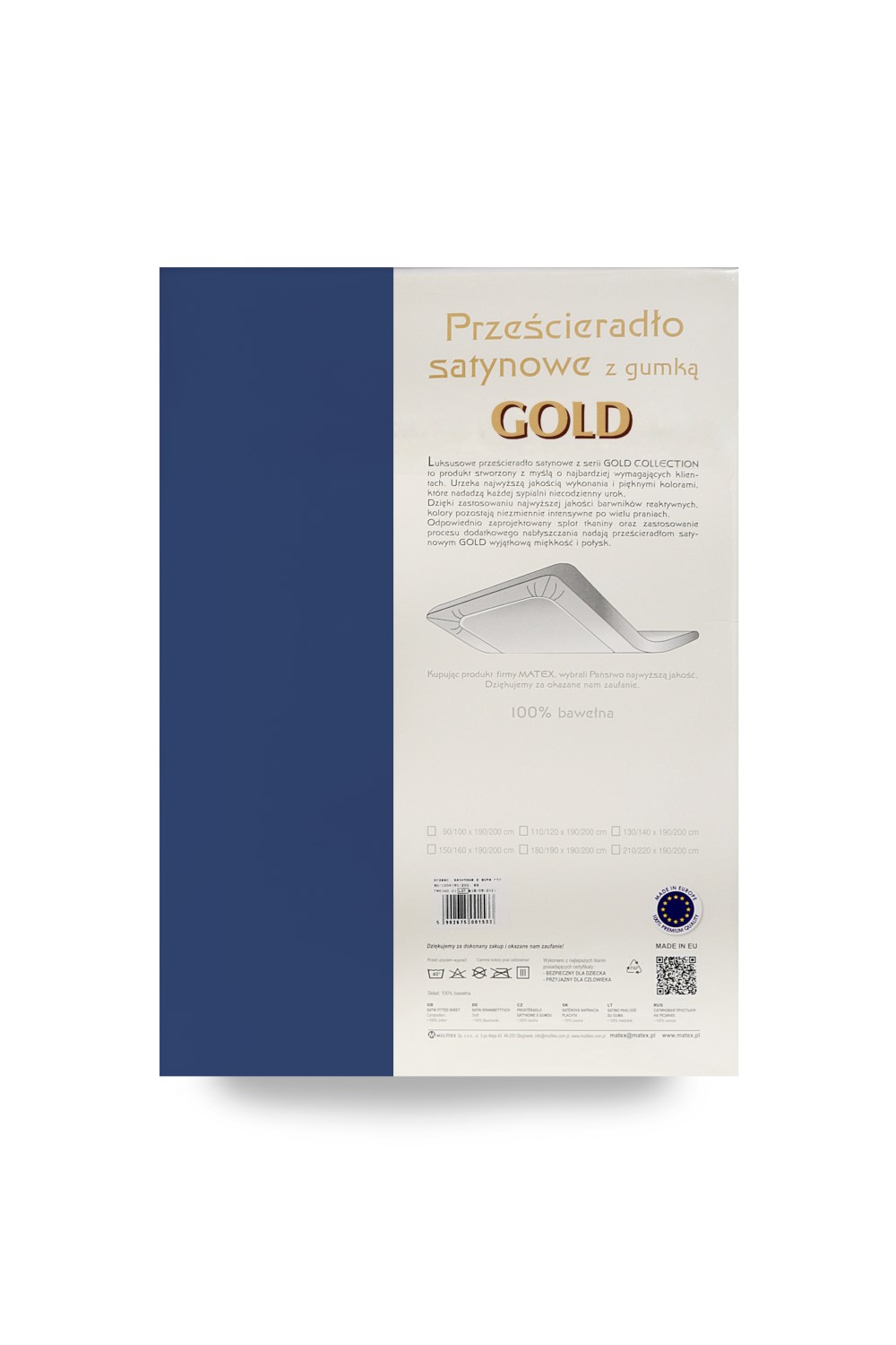 Prześcieradło satynowe z gumką 90x200x25, Gold granatowy 47 Matex 3 Prześcieradło satynowe z gumką 90x200x25, Gold granatowy 47 Matex - obrazek 3