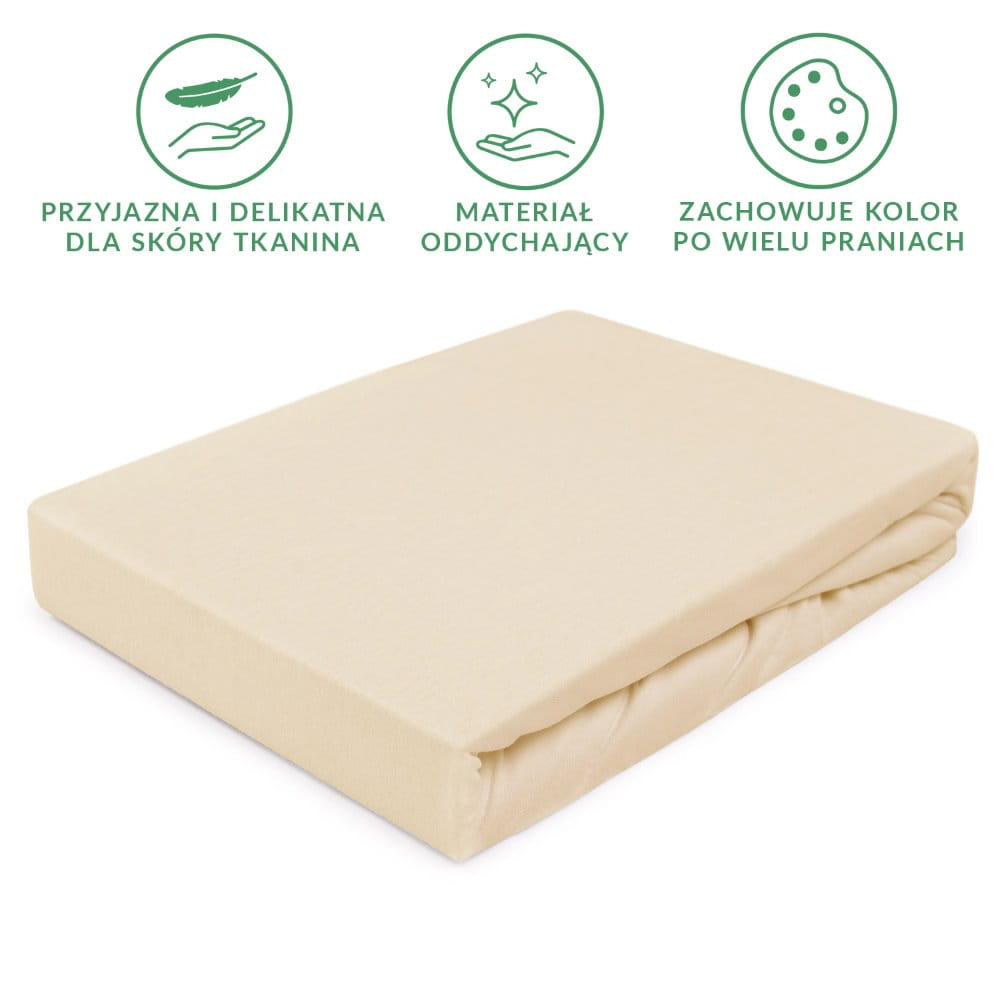 Prześcieradło 180x200 jersey z gumką jasny beż 047 Premium Darymex 4 Prześcieradło 180x200 jersey z gumką jasny beż 047 Premium Darymex - obrazek 4