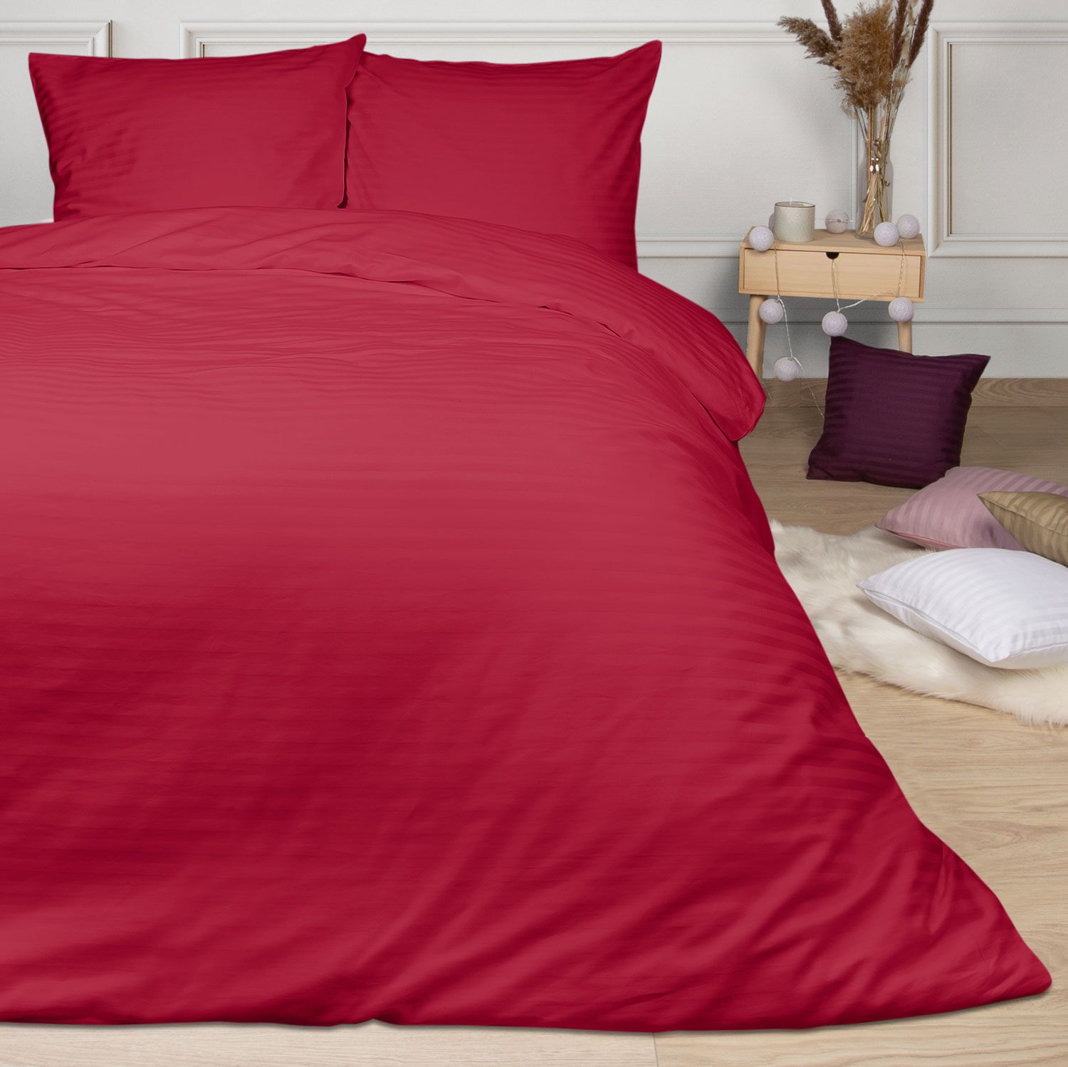 Pościel satynowa Cizgili 140x200 Czerwony Darymex 1 Pościel satynowa Cizgili 140x200 Czerwony Darymex