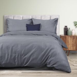 Pościel satynowa Cizgili 140x200 antracyt Darymex