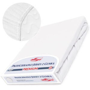 Prześcieradło 180x200 jersey z gumką biały 001 Premium Darymex