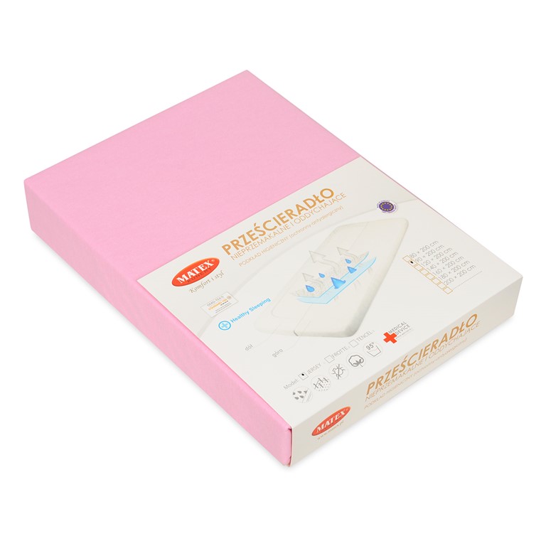 Podkład nieprzemakalny Jersey 140x200x20 różowy 10 Matex 2 Podkład nieprzemakalny Jersey 140x200x20 różowy 10 Matex - obrazek 2