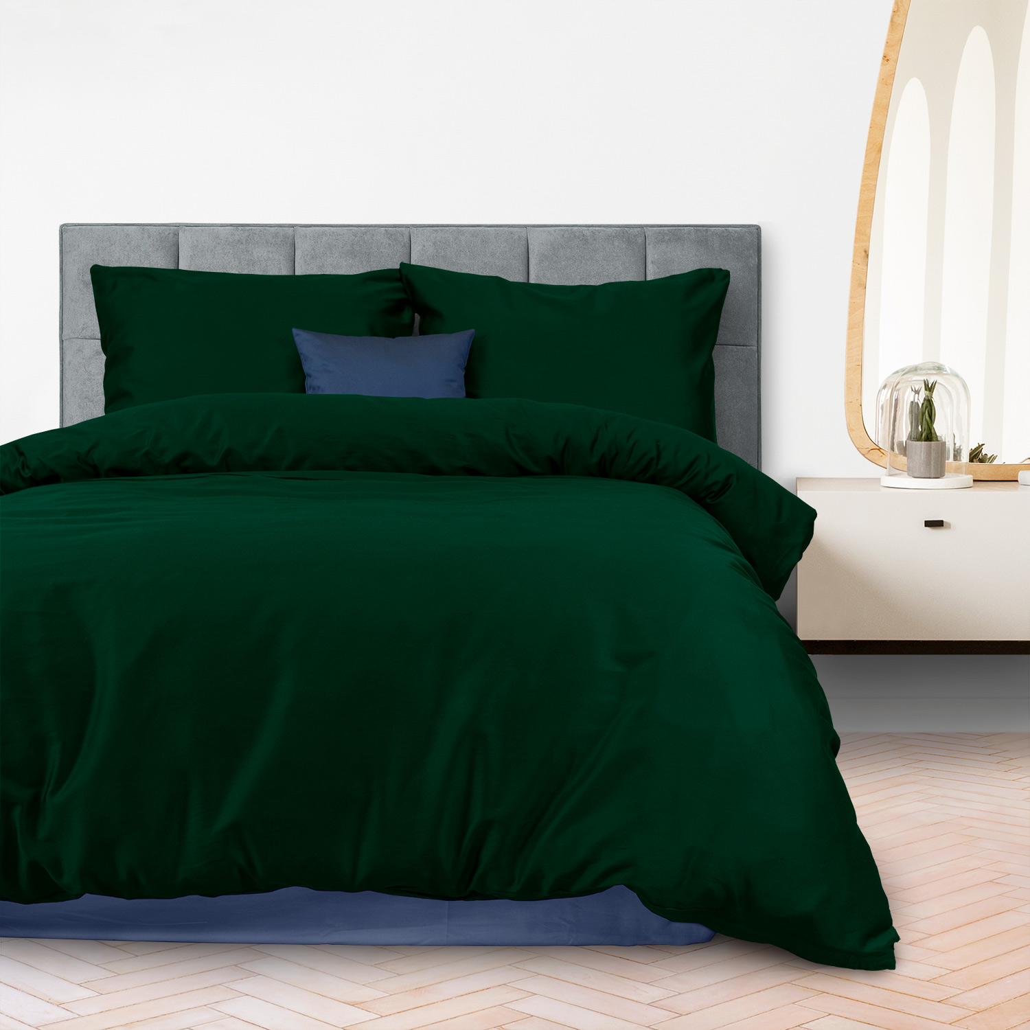 Pościel satynowa 140x200 Zieleń Butelkowa Darymex 1 Pościel satynowa 140x200 Zieleń Butelkowa Darymex