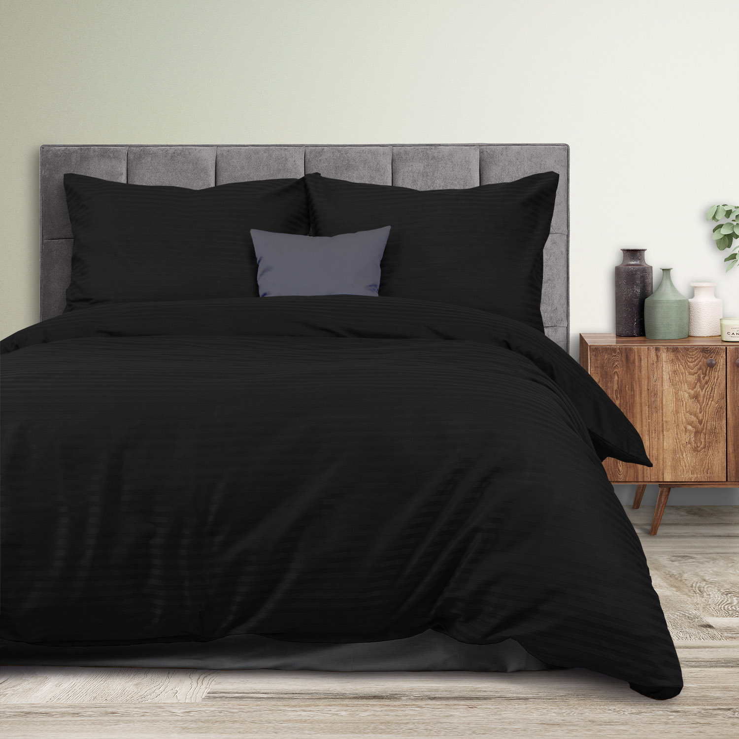 Pościel satynowa Cizgili 180x200 Black Darymex 2 Pościel satynowa Cizgili 180x200 Black Darymex - obrazek 2