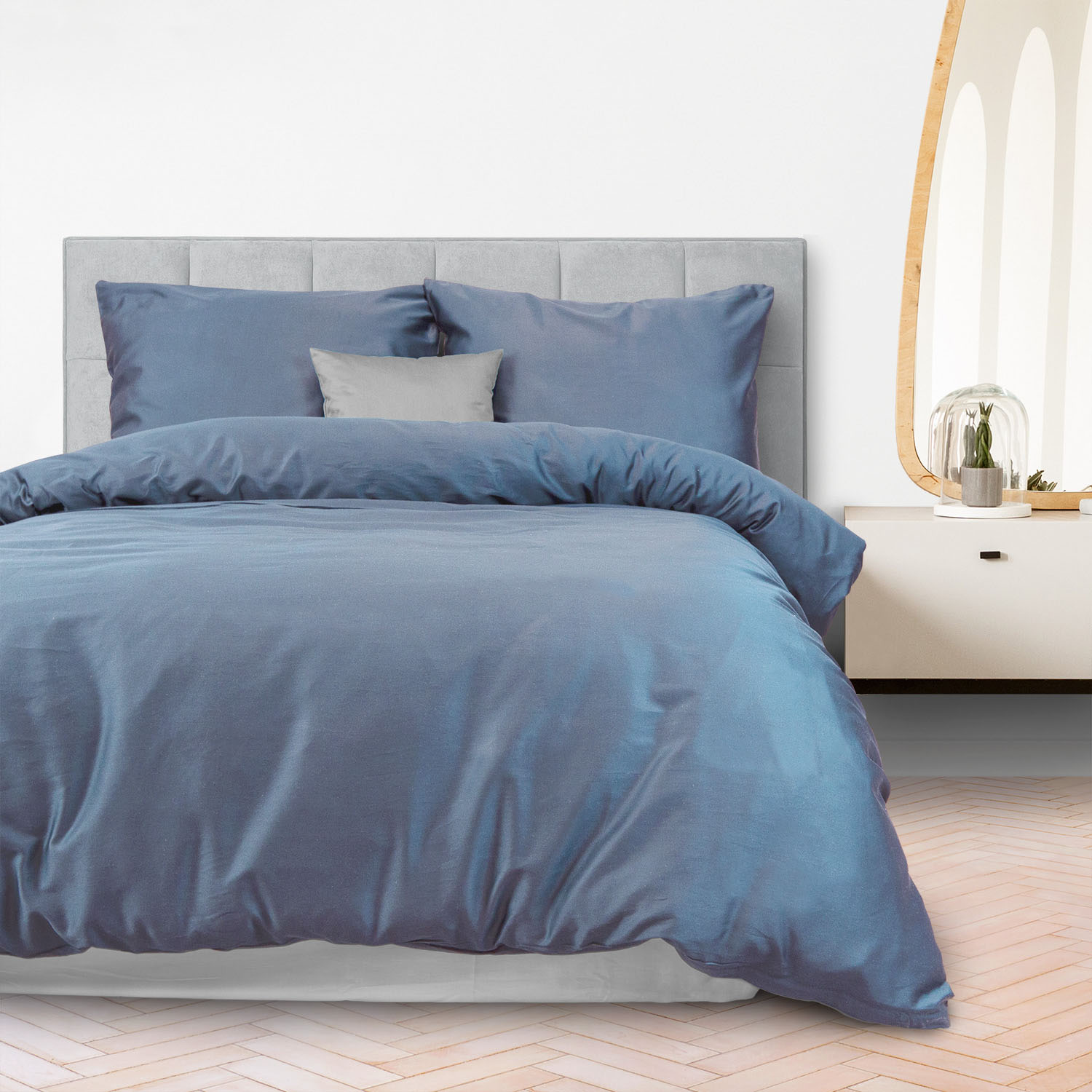 Pościel satynowa 180x200 Niebieski Darymex 2 Pościel satynowa 180x200 Niebieski Darymex - obrazek 2