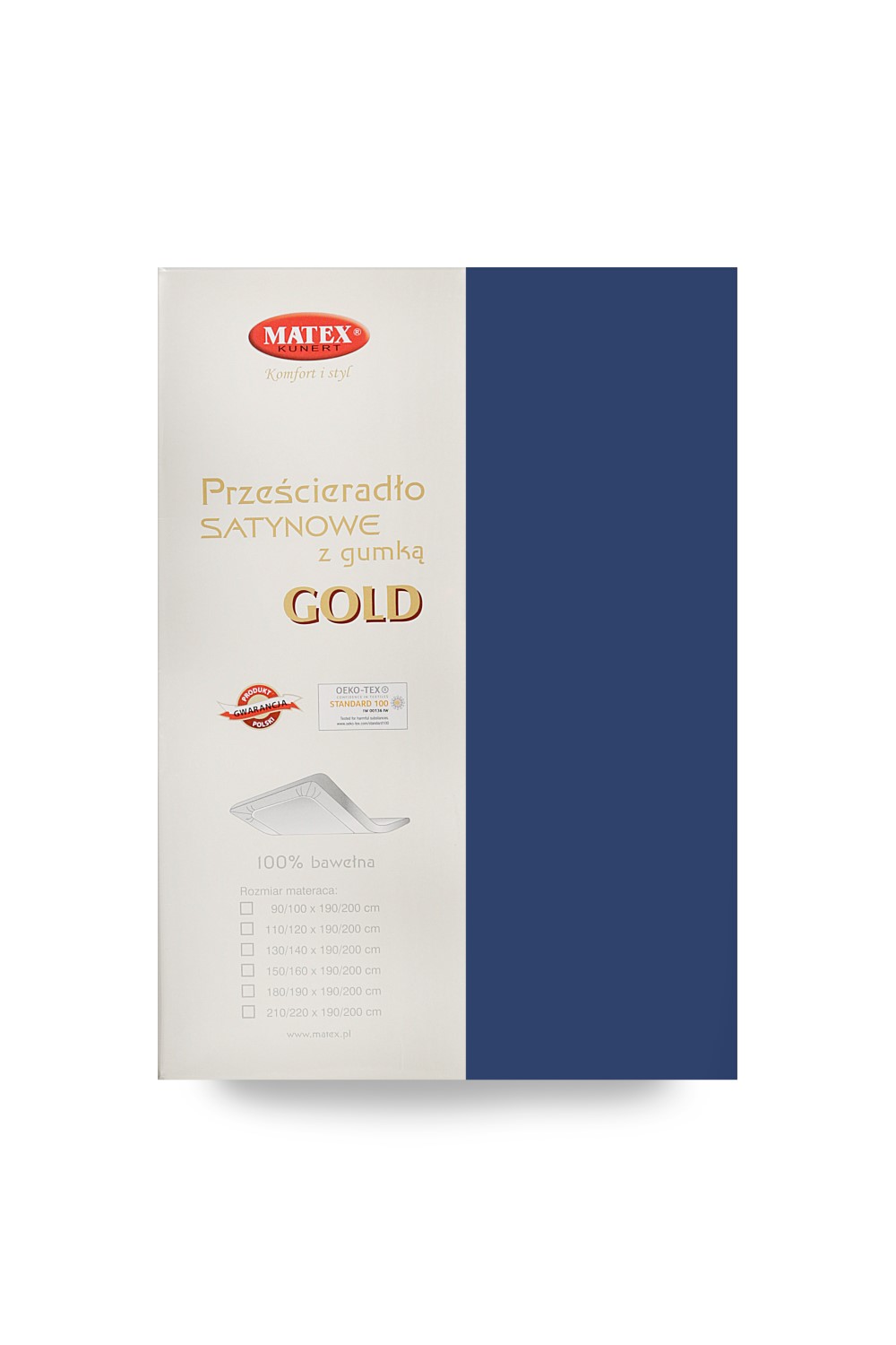 Prześcieradło satynowe z gumką 90x200x25, Gold granatowy 47 Matex 2 Prześcieradło satynowe z gumką 90x200x25, Gold granatowy 47 Matex - obrazek 2
