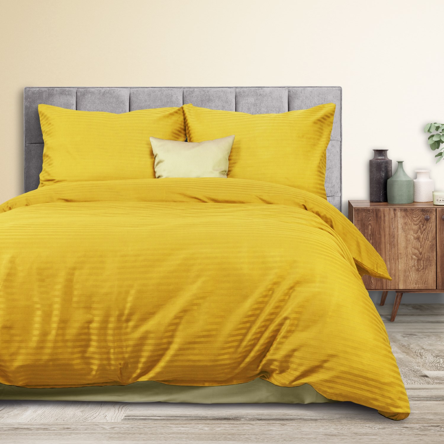 Pościel satynowa Cizgili 180x200 musztardowa Darymex 1 Pościel satynowa Cizgili 180x200 musztardowa Darymex