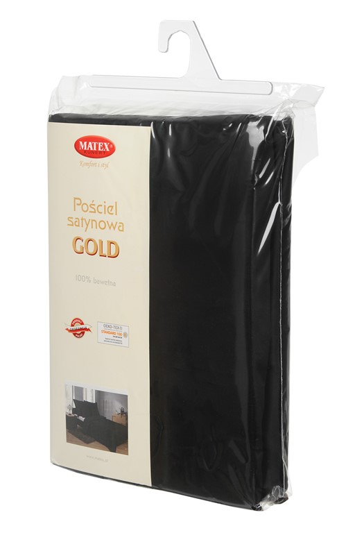 Pościel satynowa gładka 160x200 Gold czarny 48 Matex 2 Pościel satynowa gładka 160x200 Gold czarny 48 Matex - obrazek 2