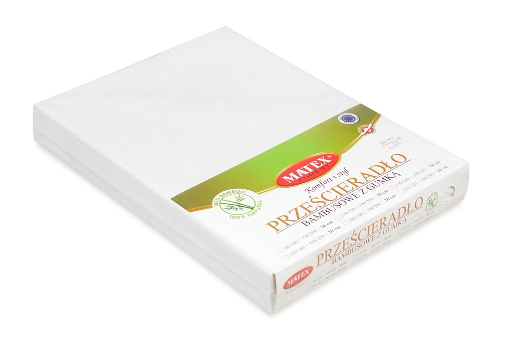 Prześcieradło z gumką 90x190/200x20 Bamboo biały 01 Matex 2 Prześcieradło z gumką 90x190/200x20 Bamboo biały 01 Matex - obrazek 2