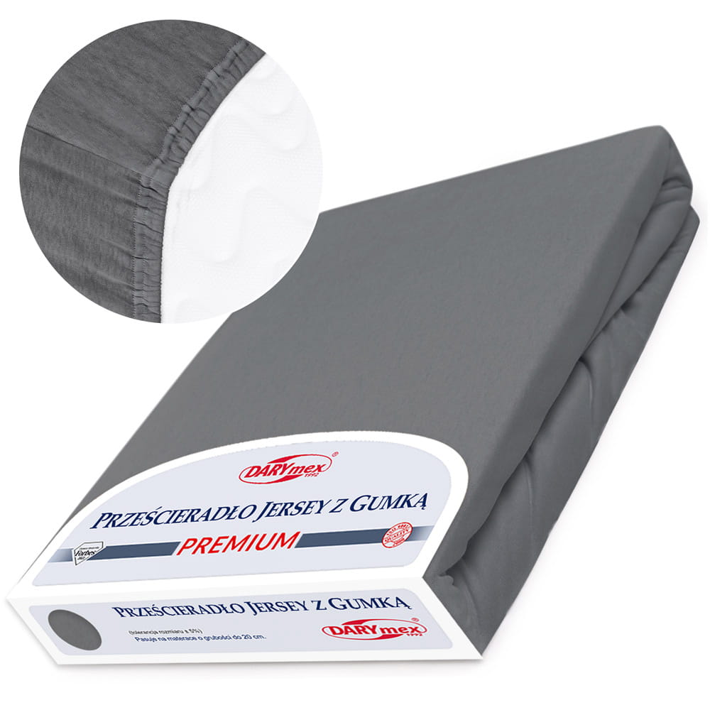 Prześcieradło 160x200 jersey z gumką szary 037 Premium Darymex 1 Prześcieradło 160x200 jersey z gumką szary 037 Premium Darymex