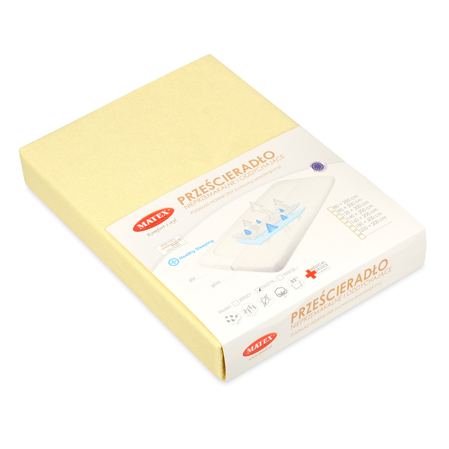 Podkład nieprzemakalny Frotte 140x200x20 ecru 02 Matex 3 Podkład nieprzemakalny Frotte 140x200x20 ecru 02 Matex - obrazek 3