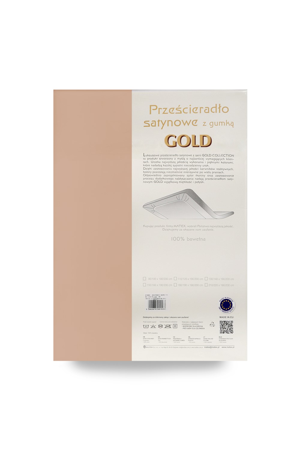 Prześcieradło satynowe z gumką 90x200x25, Gold c. beż 16 Matex 3 Prześcieradło satynowe z gumką 90x200x25, Gold c. beż 16 Matex - obrazek 3