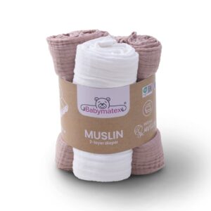 Pielucha 70x80 MUSLIN 3 szt. kolor 12 brudny róż BabyMatex