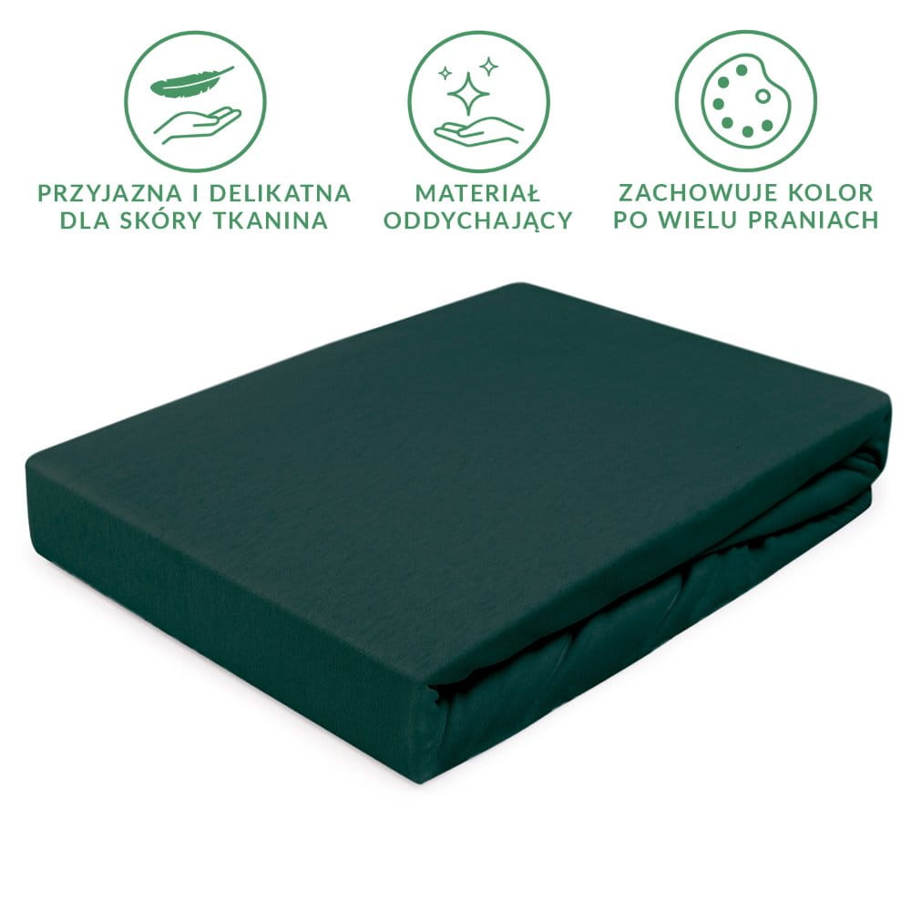 Prześcieradło 180x200 jersey z gumką zieleń butelkowa 036 Premium Darymex 4 Prześcieradło 180x200 jersey z gumką zieleń butelkowa 036 Premium Darymex - obrazek 4