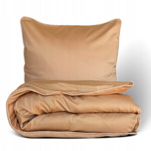 Pościel bawełniana 200x220 ciemny beż z białą lamówką Gold Line Matex